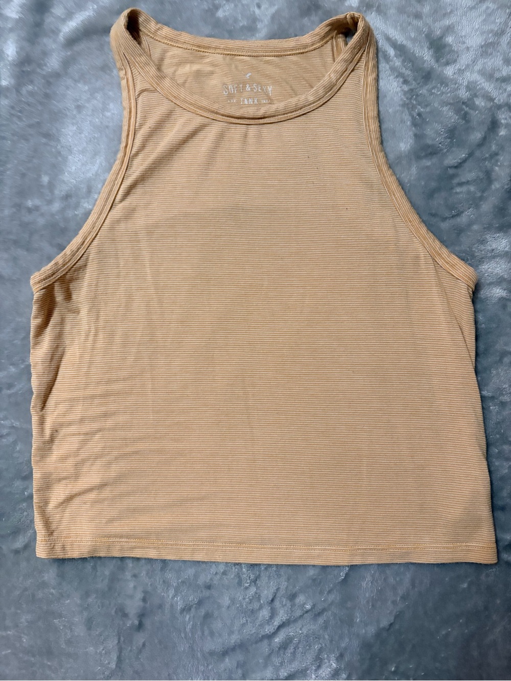 American Eagle Outfitters Ribbed High-Neck Tank — Camel